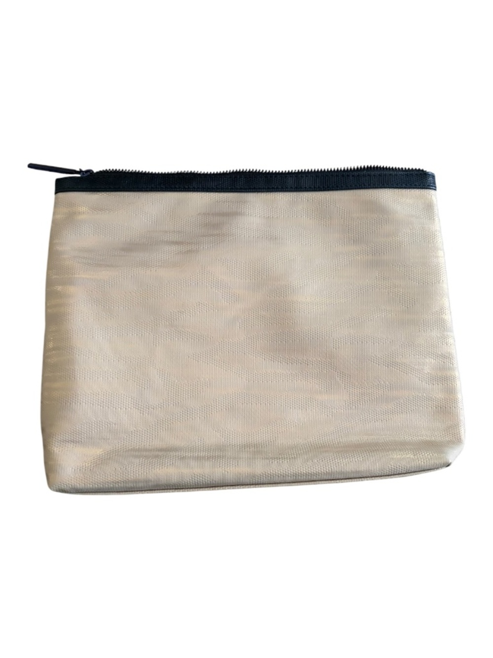 Lancome Paris Gold Metallic Cosmetic Makeup Bag Large Travel Zip Pouch NWOT